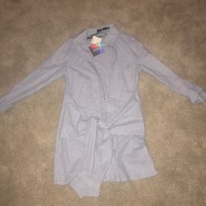 Misguided blue button up dress